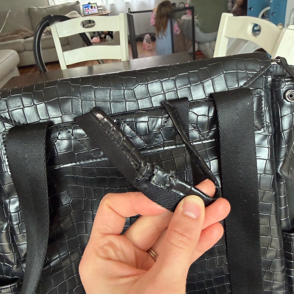 Freshly Picked Shiny Black Crocodile Backpack - Picture 3 of 3